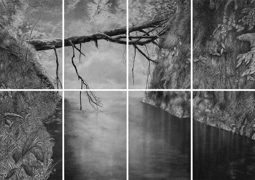 WEISSENBACH, 2023 – Museum der Schatten, 8-teilig, je 100 x 70 cm, gesamt: 202 x 286 cm