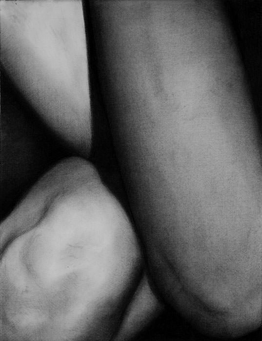 LEBENDES GELD 10, 2025; Kohle/Papier, 63 x 48 cm