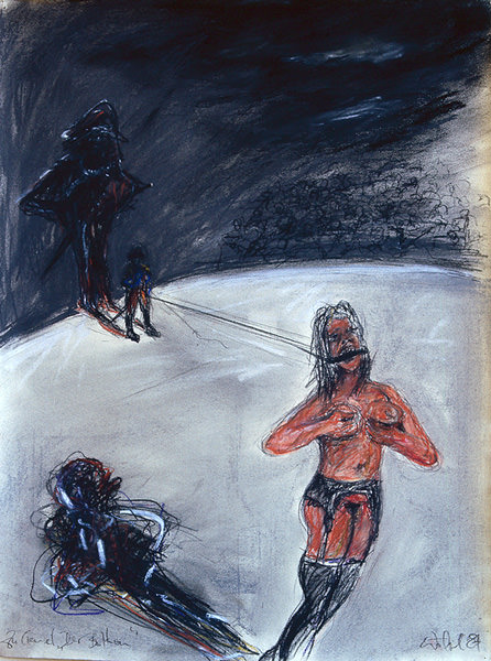 Der Balkon - zu Jean Genet, 1989  -  Pastell/Papier, 65 x 50 cm